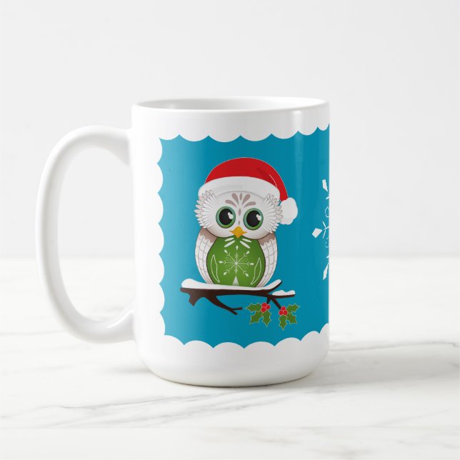 Feiertags-Eulen-Tasse 15 Unze Kaffeetasse (Links)