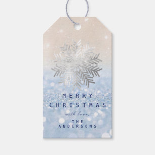 Feiertags-Geschenk-blauer Schnee blättert Geschenkanhänger