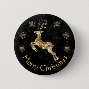 Feiertags-Gold zerknitterte Folie Weihnachts-Renti Button