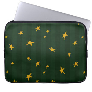 Feiertags Grün Gelb Streifen Stern Weihnachten  Laptopschutzhülle