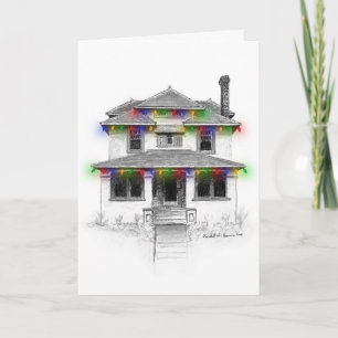 Feiertags-Haus-Glühen Feiertagskarte
