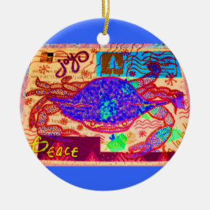 Feiertags-Krabben-Collage Keramikornament