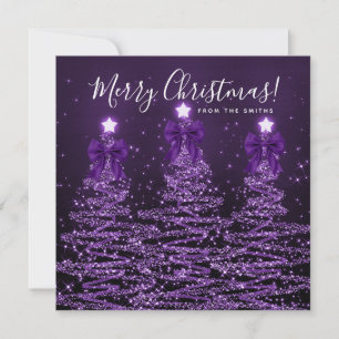 Feiertags-Lila-Weihnachtsbäume-Gruß Feiertagskarte