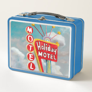 Feiertags-Motel-Zeichen Metall Brotdose