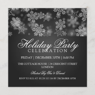 Feiertags-Party-Schneeflocke-Schwarzes Einladung