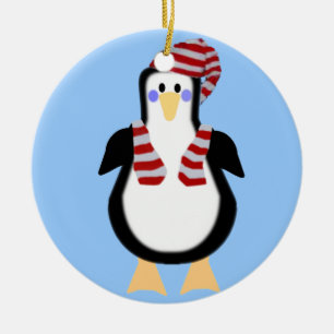 Feiertags-Pinguin - Verzierung Keramikornament