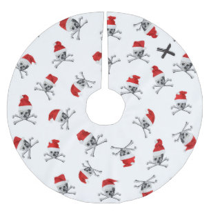Feiertags-Piraten-Schädel #1 Polyester Weihnachtsbaumdecke