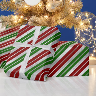 Feiertags-Silberfolie, grüne und rote Weihnachtsst Geschenkpapier