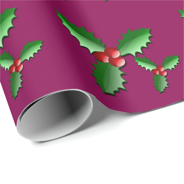 Feiertags-Stechpalmen-Packpapier Geschenkpapier (Rolleneckpunkt)