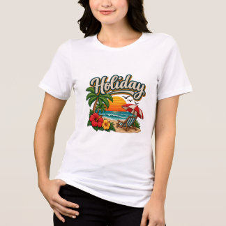 Feiertags-Strand-T-Shirt, Tropisches Urlaubsshirt Tri-Blend Shirt