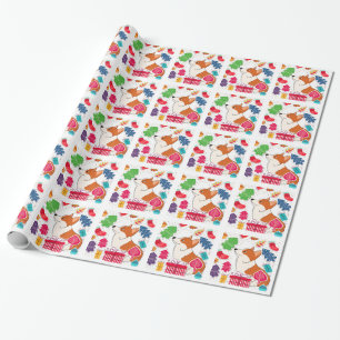 Feiertags-Walisercorgi-Cartoon mit Geschenken Geschenkpapier