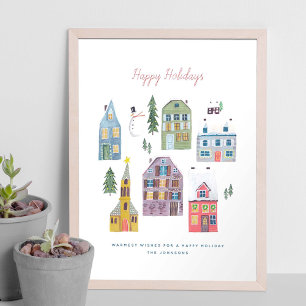 Feiertags-Weihnachtshäuser   Poster   Kunstdruck