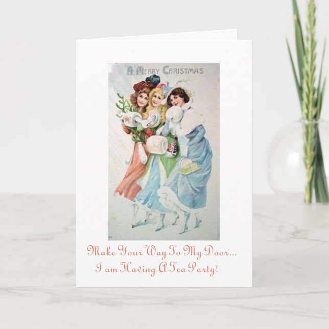Feiertags-Weihnachtstee-Party Einladung (Vorderseite)