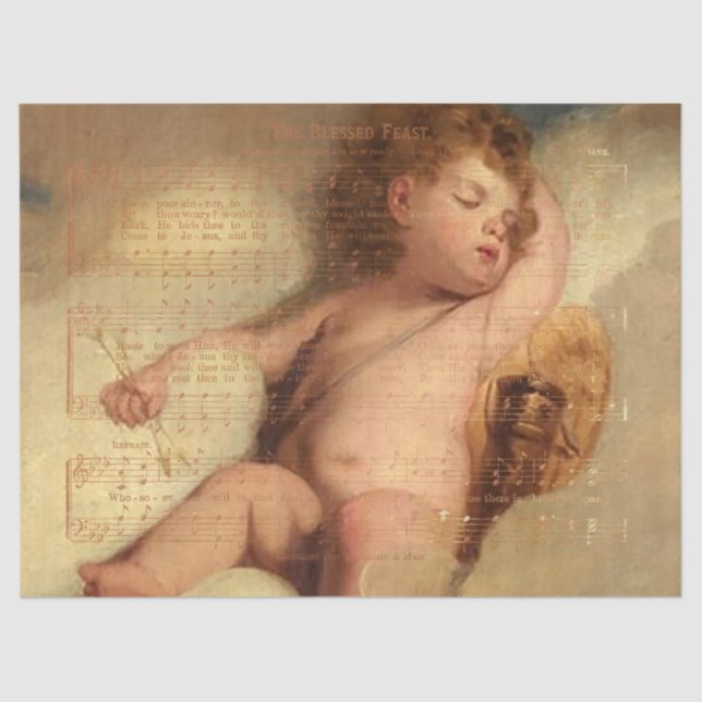 Feiertagsfest mit Cherub Seidenpapier (Vorderseite)