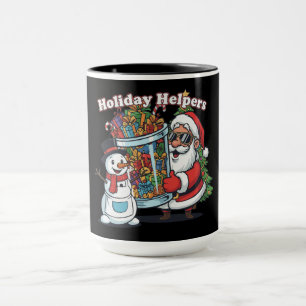 "Feiertagshelfer" Cooler Weihnachtsmann und Schnee Tasse
