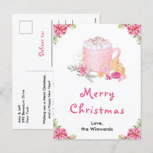 Feiertagskekse und Kakao Pink Frohe Weihnachten