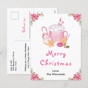 Feiertagskekse und Kakao Pink Frohe Weihnachten