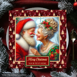 Feiertagsparty Napkins Red Gold Green Claus Design Serviette