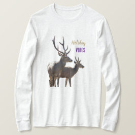 Feiertagsstimmung Hirsche Langarm Oberteil T-Shirt