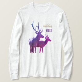 Feiertagsstimmung Hirsche Langarm Oberteil T-Shirt