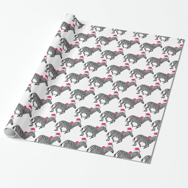 FeiertagZebras, die wildes Packpapier laufen (Ungerollt)