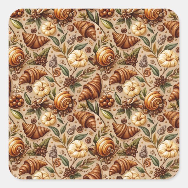 Feige Croissants  Quadratischer Aufkleber (Vorderseite)