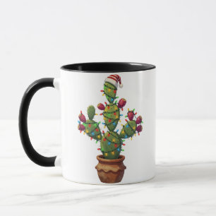 Feigenkaktus mit hellen farbenfrohen Weihnachten Tasse