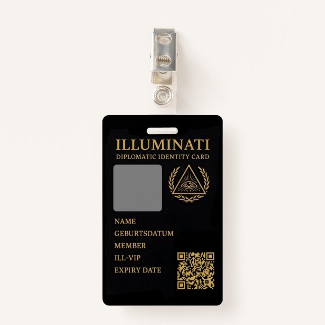 Feiler & Rothschild lluminati Diplomatic Identity Ausweis (Vorderseite mit Klammer)