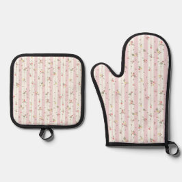 Fein Blumenmuster Pink Mitt & Pot Holder Set