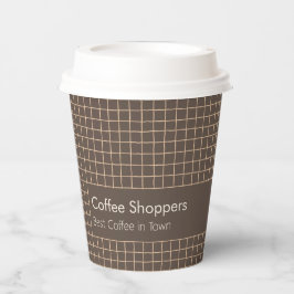 Fein braunes, cremefarbenes Muster mit Logo Pappbecher