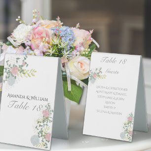 Fein florierende Hochzeitstisch-Nummer & Gäste Tischaufsteller