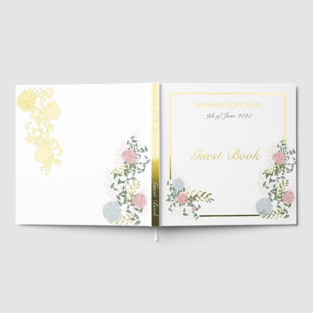 Fein geblüht Hochzeitengast-Buch mit Gold Gästebuch (Voll)