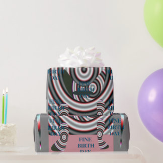 FEIN GEBURTTAG_Gift_BLACK_GRAY_PINK Geschenkpapier
