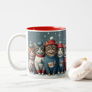 Fein gefeierte Katzen Zweitone-Tasse Zweifarbige Tasse