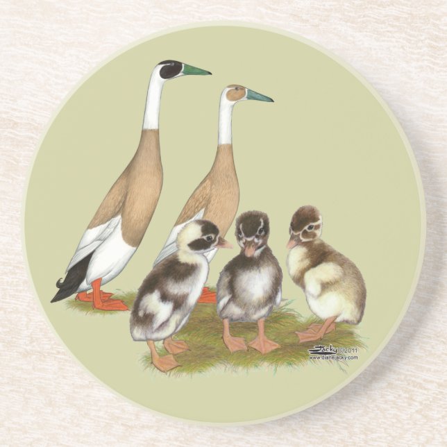 Fein gezeichnet Läufer-Enten-Familie Untersetzer (Vorne)