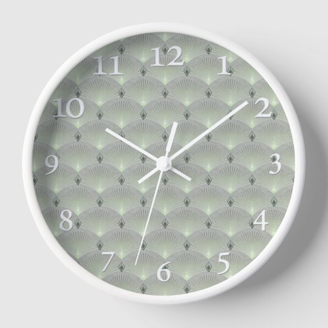 Fein grün und grau, Art Deko. Uhr (Vorderseite)