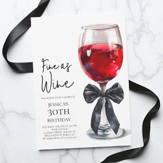 Fein wie Wein Eleganter schwarzer Bogen 30. Geburt Einladung