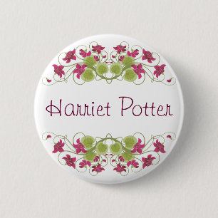 Feine Blume Cool Cute Mädchenhaft Retro Floral Button