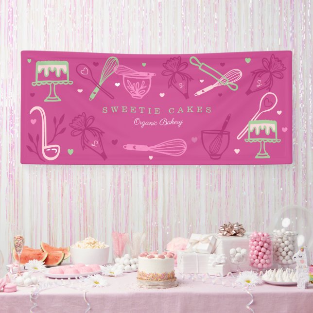 Feine bunte Backwaren & Kochen Utensitis Kuchen Bä Banner (Party)
