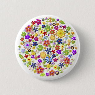 Feine Coole Blume Niedlich Giro Retro Button