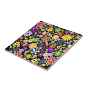 Feine coole Blumen-niedliches Girly Retro Blumen Fliese