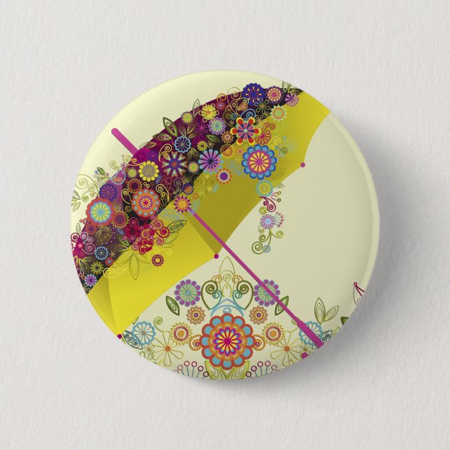 Feine Coole Niedliche Girly Retro Blumenmode Button (Vorderseite)