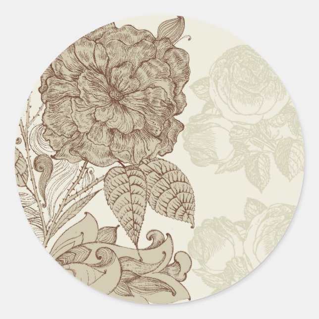 Feine Coole Niedliche Girly Retro Blumenmode Runder Aufkleber (Vorderseite)