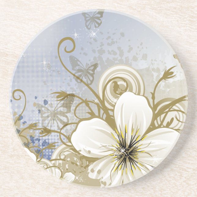 Feine Coole Niedliche Girly Retro Blumenmode Sandstein Untersetzer (Vorne)