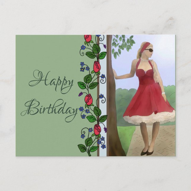 Feine Dame Postkarte (Vorderseite)