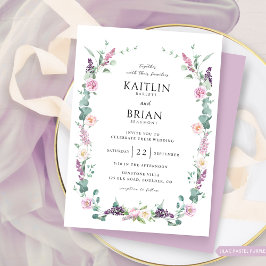 Feine delikate Lilac, Lila, Pastellblütenhochzeit Einladung