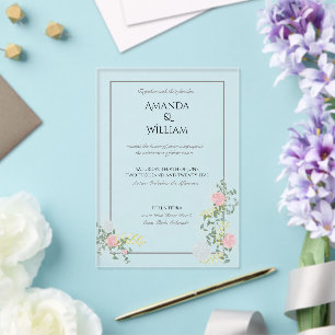 Feine Florale Aquarell-Hochzeit Acryleinladungen