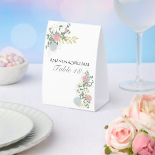 Feine florale Hochzeit Tischnummer & Gäste Tischaufsteller
