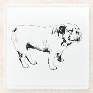 feine Kante ruht, Bulldogge Glasuntersetzer
