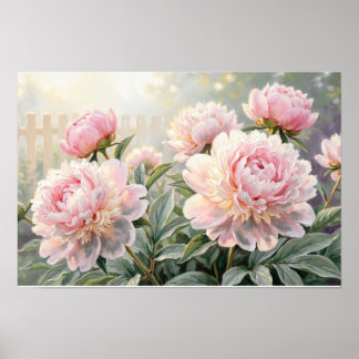 Feine Kunststoffdruck - Elegante florale Ölgemälde Poster